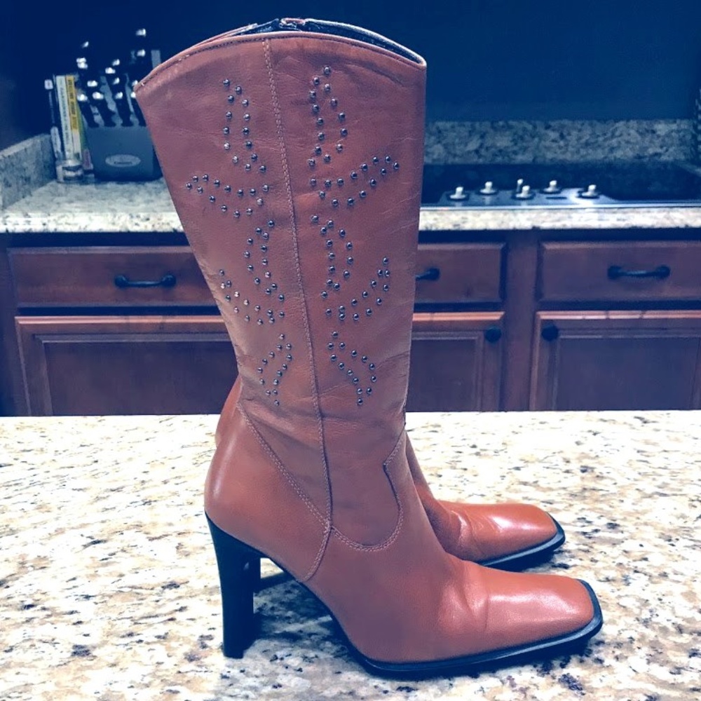 Guess Leather Stilleto Block Boots